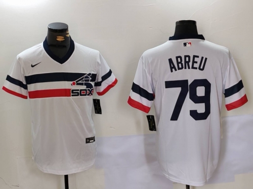 Men's Chicago White Sox #79 Jose Abreu White NEW Throwback Cool Base Nike Jersey