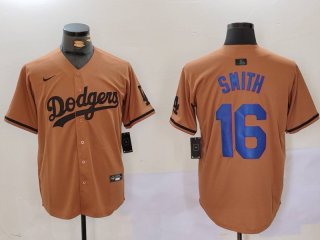 Men's Los Angeles Dodgers #16 Will Smith Olive Cool Base Limited Stitched Jersey