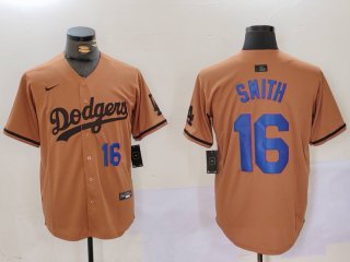 Men's Los Angeles Dodgers #16 Will Smith NUmber Olive Cool Base Limited Stitched Jerseys