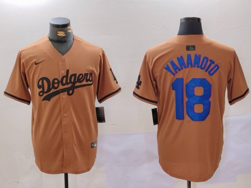 Men's Los Angeles Dodgers #18 Yoshinobu Yamamoto Olive Cool Base Limited Stitched Jersey