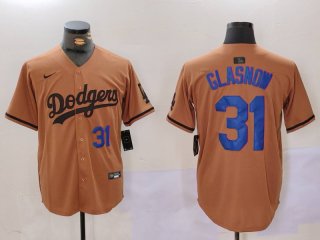 Men's Los Angeles Dodgers #31 Tyler Glasnow Number Olive Cool Base Limited Stitched Jerseys