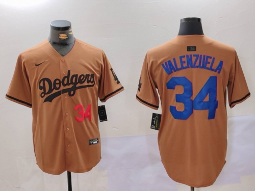 Men's Los Angeles Dodgers #34 Toro Valenzuela Number Olive Cool Base Limited Stitched Jersey