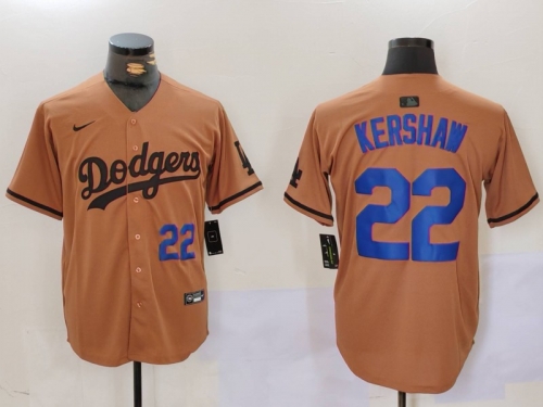 Men's Los Angeles Dodgers #22 Clayton Kershaw Number Olive Cool Base Limited Stitched Jerseys