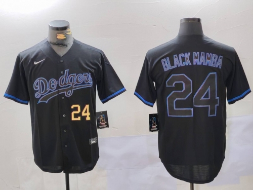 Men's Los Angeles Dodgers #24 Kobe Bryant Black Mamba Lights Out Black Fashion Stitched Cool Base Jersey