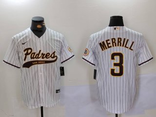 Men's San Diego Padres #3 Jackson Merrill White 2023 Cool Base Stitched Jersey