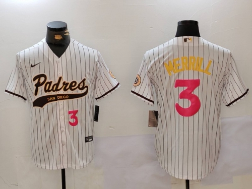 Men's San Diego Padres #3 Jackson Merrill white Cool Base Stitched Baseball Jerseys