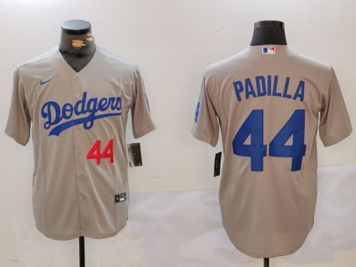 Men's Los Angeles Dodgers #44 Vicente Padilla Number Grey Cool Base Stitched Jersey