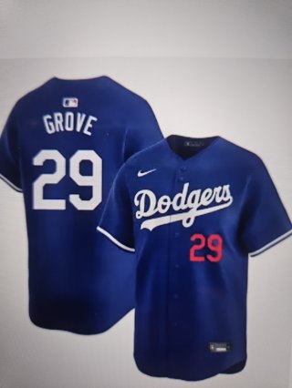 Men's Los Angeles Dodgers #29 Michael Grove Blue Stitched Baseball Jersey