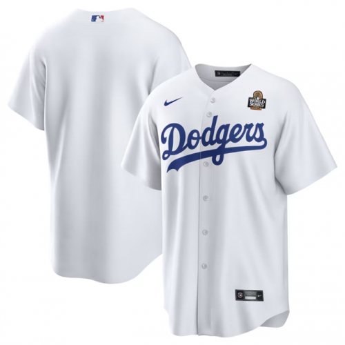 Men's Los Angeles Dodgers Blank White 2024 World Series Cool Base Stitched Baseball Jersey