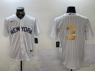 Men's New York Yankees #3 Babe Ruth White Pinstripe Without Name Fashion Cool Base Jersey