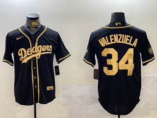 Men's Los Angeles Dodgers #34 Fernando Valenzuela Black Authentic Collection Stitched MLB Jersey