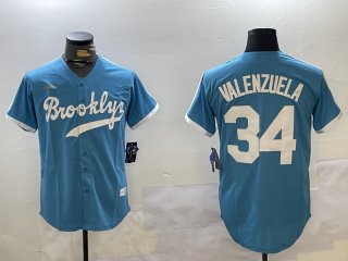 Men's Los Angeles Dodgers #34 Fernando Valenzuela blue Authentic Collection Stitched MLB Jersey