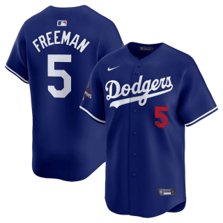 Men's Los Angeles Dodgers #5 Freddie Freeman Royal 2024 World Series Champions Alternate Limited Stitched Baseball Jersey