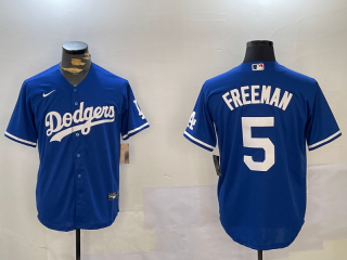 Men's Los Angeles Dodgers #5 Freddie Freeman Blue Cool Base Jersey