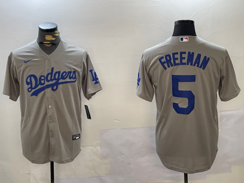 Men's Los Angeles Dodgers #5 Freddie Freeman Grey Cool Base Jersey