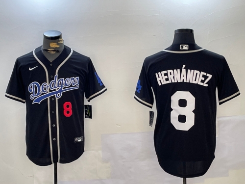 Men's Los Angeles Dodgers #8 Enrique Hernández Black Cool Base Stitched Baseball Jerseys