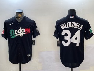 Men's Los Angeles Dodgers #34 Toro Valenzuela Black Mexico 2024 World Series Cool Base Stitched Baseball Jersey