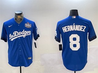 Men's Los Angeles Dodgers #8 Enrique Hernández Royal 2024 World Series City Connect Cool Base Stitched Baseball Jersey