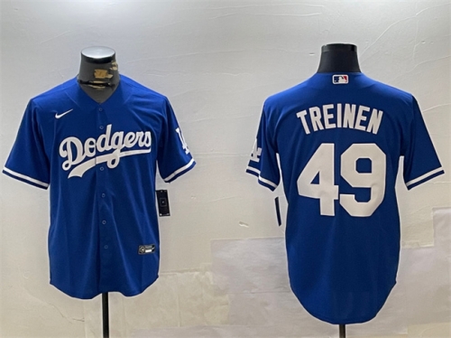 Men's Los Angeles Dodgers #49 Blake Treinen Royal Cool Base Stitched Baseball Jersey