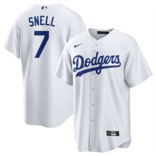 Men's Los Angeles Dodgers #7 Blake Snell White 2024 Cool Base Stitched Baseball Jersey