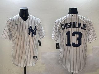 Men's New York Yankees #13 Jazz Chisholm Jr. White Cool Base Stitched Baseball Jersey