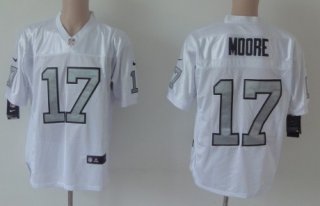 Nike Oakland Raiders #17 Denarius Moore White With Silvery Elite Jersey