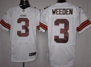 Nike Cleveland Browns #3 Brandon Weeden White Elite Jersey