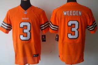 Nike Cleveland Browns #3 Brandon Weeden Orange Elite Jersey