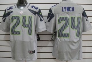 Nike Seattle Seahawks #24 Marshawn Lynch Gray Elite Jersey