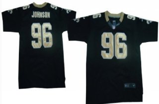 Nike New Orleans Saints #96 Tom Johnson Black Elite Jersey