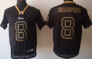 Nike St. Louis Rams #8 Sam Bradford Lights Out Black Elite Jersey