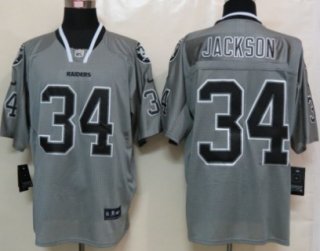 Nike Oakland Raiders #34 Bo Jackson Lights Out Gray Elite Jersey