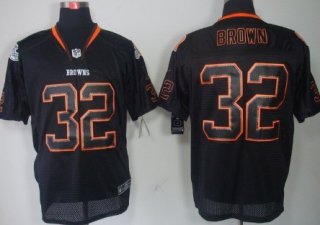 Nike Cleveland Browns #32 Jim Brown Lights Out Black Elite Jersey