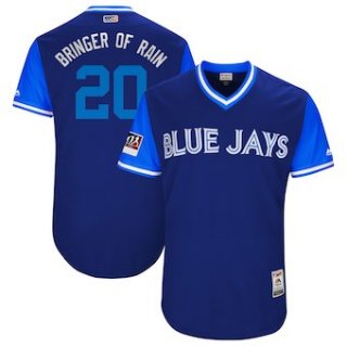 Men's Toronto Blue Jays 20 Josh Donaldson Bringer of Rain Majestic Light Blue 2018 Players' Weekend Authentic Jersey