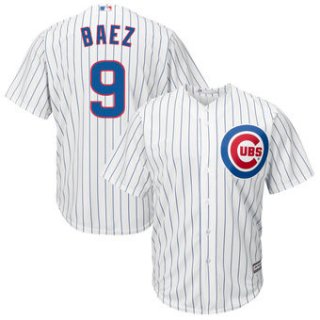 Men's Chicago Cubs 9 Javier Baez Majestic White Home Cool Base Player Jersey