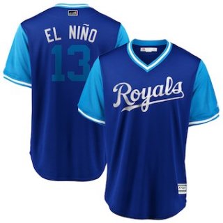 Men's Kansas City Royals 13 Salvador Perez El Nino Majestic Royal 2018 Players' Weekend Cool Base Jersey