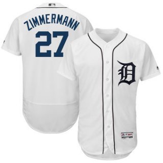 Men's Detroit Tigers 27 Jordan Zimmermann Majestic White 2018 Home Flex Base Authentic Collection Player Jersey