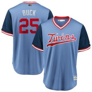 Men's Minnesota Twins 25 Byron Buxton Buck Majestic Light Blue 2018 Players' Weekend Cool Base Jersey