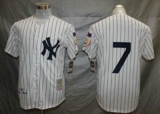 Yankees 7 Mickey Mantle White Mitchell And Ness 1951 Throwback Stitched MLB Jersey