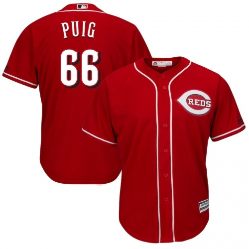 Men's Cincinnati Reds #66 Yasiel Puig Scarlet Cool Base Player Jersey