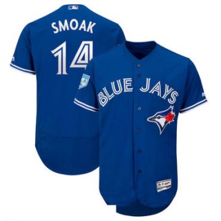 Men's Toronto Blue Jays 14 Justin Smoak Royal 2019 Spring Training Flexbase Jersey