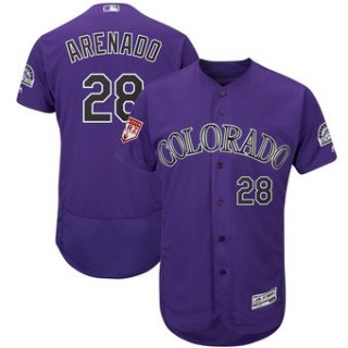 Men's Colorado Rockies 28 Nolan Arenado Majestic Purple 2019 Spring Training Flex Base Player Jersey