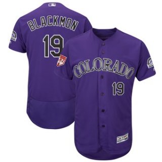 Men's Colorado Rockies 19 Charlie Blackmon Majestic Purple 2019 Spring Training Flex Base Player Jersey