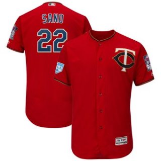 Men's Minnesota Twins 22 Miguel Sano Majestic Scarlet 2019 Spring Training Flex Base Player Jersey