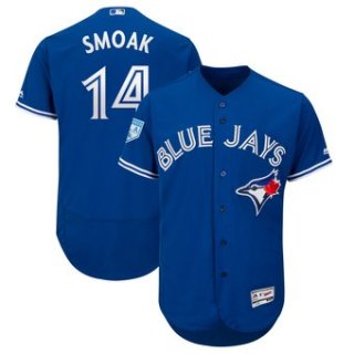 Men's Toronto Blue Jays 14 Justin Smoak Majestic Royal 2019 Spring Training Flex Base Player Jersey