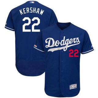 Men's Los Angeles Dodgers 22 Clayton Kershaw Royal 150th Patch Flexbase Jersey