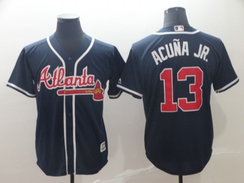 Men's Atlanta Braves 13 Ronald Acuna Jr. Navy Cool Base Jersey