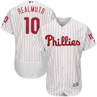 Men's Philadelphia Phillies #10 JT Realmuto White Home Flex Base Jersey