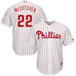 Men's Philadelphia Phillies #22 Andrew McCutchen Majestic White Scarlet Cool Base Jersey