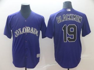 Men's Colorado Rockies 19 Charlie Blackmon Purple Cool Base Jersey